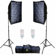 Kit de Iluminação contínua Greika AGATA II com grade e 2 lâmpadas (220V)