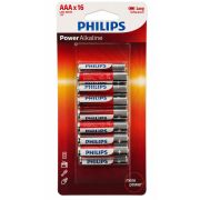 Pilha alcalina Philips AAA LR03P16BP/97 cartela com 16 unidades
