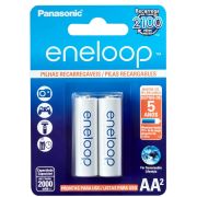 Pilha recarregável Panasonic AA Eneloop 2000mAh BK-3MCCE/2BB - Cartela com 2 unidades