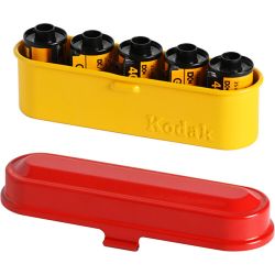 Estojo de a&ccedil;o Kodak para 5 rolos de filme 35mm (AMARELO E VERMELHO)