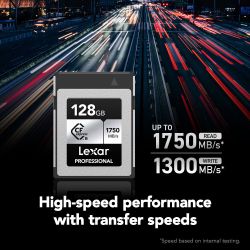 Cartão CFexpress Tipo B Lexar Silver 128GB - 1750MB/S