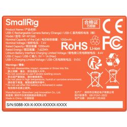Bateria recarreg&aacute;vel SmallRig 5088 NP-W126S USB-C (Laranja)