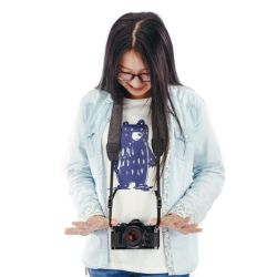 Alça de pescoço em algodão para câmeras DSLR (PRETO)