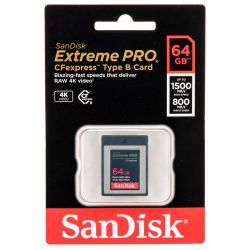 Cartão CFexpress Tipo B SanDisk Extreme PRO 64GB - 1500MB/s