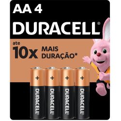 Pilha alcalina Duracell AA MN1500B4 cartela com 4 unidades