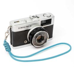 Alça de pulso Mohave Cord Nostalgic Paracord 550 para câmera fotográfica - Azul Ciano