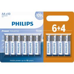 Pilha alcalina Philips AA LR6P10BP/59 - cartela com 10 unidades