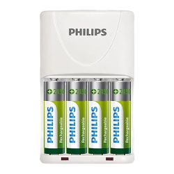 Carregador de pilhas Philips SCB2445NB com 4 pilhas AA 2450mAh
