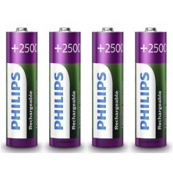 Carregador de pilhas Philips SCB2445NB com 4 pilhas AA 2450mAh