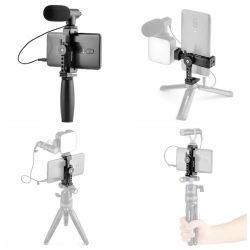 Suporte adaptador de celular para trip&eacute; met&aacute;lico com sapata (PRETO)