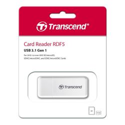 Leitor de cartão de memória SD e microSD Transcend RDF5W USB 3.0 (Branco)