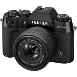 Câmera mirrorless Fujifilm X-T50 com 15-45mm (PRETO)